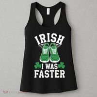 Shamrock Running Irish I Was Faster St Patricks Day Running Women's Tank Top thumb 3