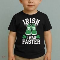 Shamrock Running Irish I Was Faster St Patricks Day Running Toddler T-Shirt thumb 2