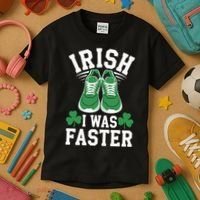 Shamrock Running Irish I Was Faster St Patricks Day Running Kids T-Shirt thumb 3