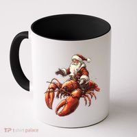 Santa Riding Lobster Funny Lobster Christmas Xmas Pajama Funny Gift Coffee Mug thumb 0