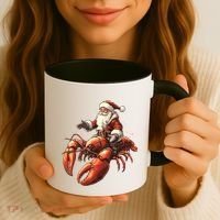 Santa Riding Lobster Funny Lobster Christmas Xmas Pajama Funny Gift Coffee Mug thumb 3