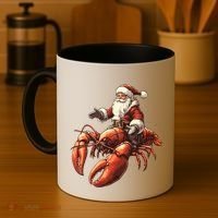 Santa Riding Lobster Funny Lobster Christmas Xmas Pajama Funny Gift Coffee Mug thumb 4
