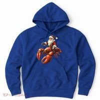 Santa Riding Lobster Funny Lobster Christmas Xmas Pajama Funny Gift Hoodie thumb 0