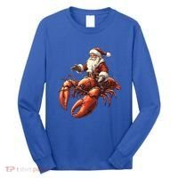 Santa Riding Lobster Funny Lobster Christmas Xmas Pajama Funny Gift Long Sleeve Shirt thumb 0