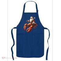 Santa Riding Lobster Funny Lobster Christmas Xmas Pajama Funny Gift Apron thumb 0