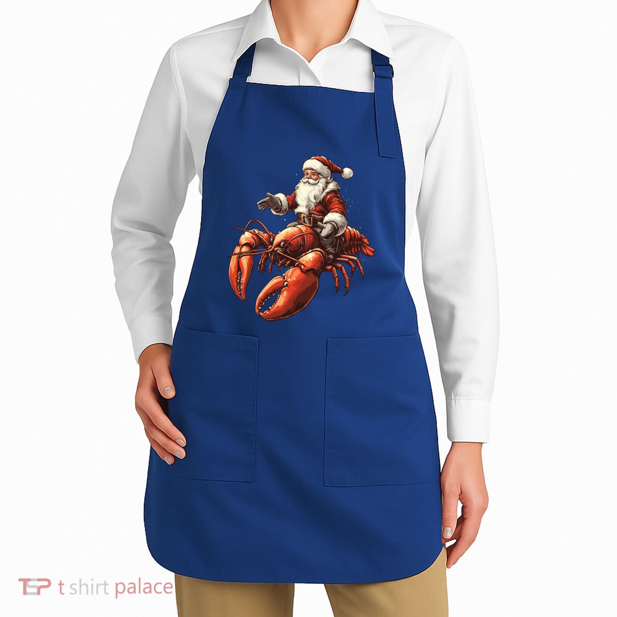 Santa Riding Lobster Funny Lobster Christmas Xmas Pajama Funny Gift Apron