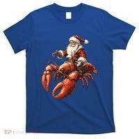 Santa Riding Lobster Funny Lobster Christmas Xmas Pajama Funny Gift T-Shirt thumb 0