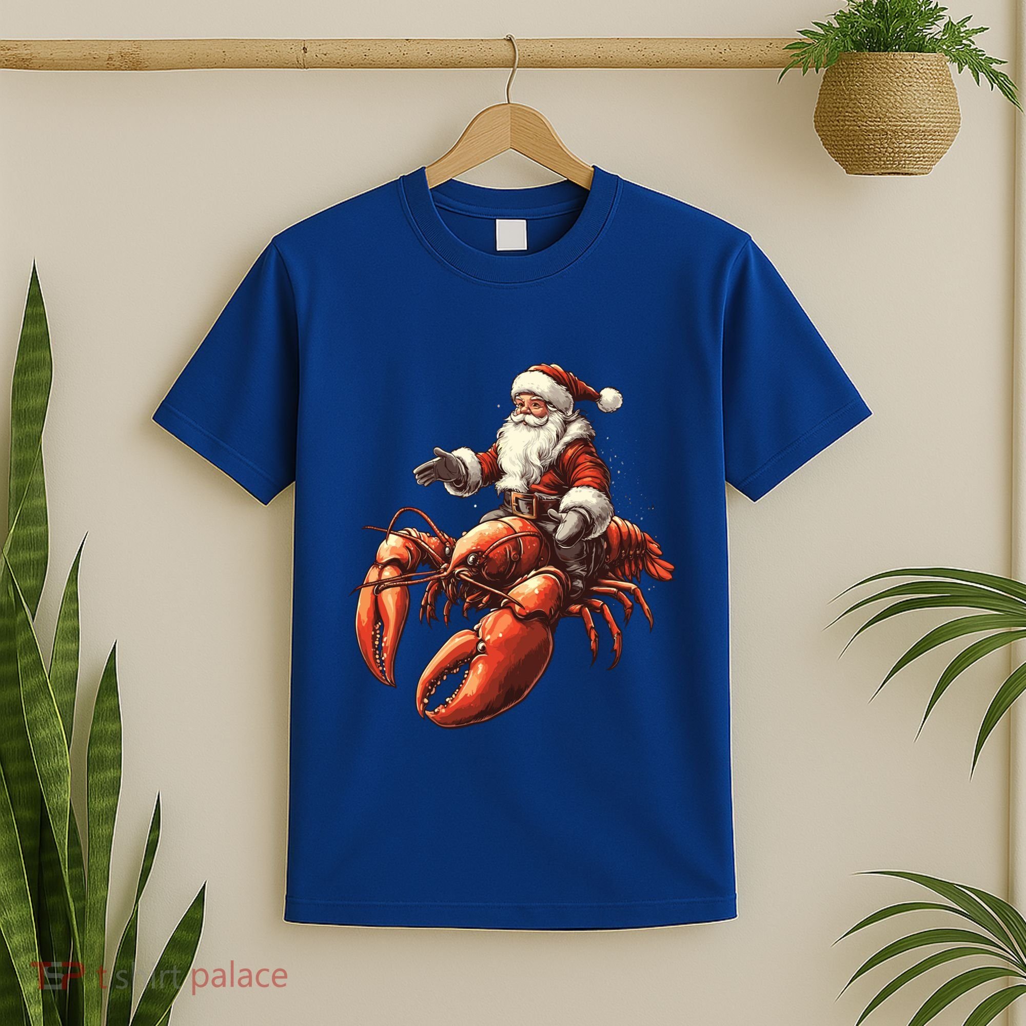 Santa Riding Lobster Funny Lobster Christmas Xmas Pajama Funny Gift T-Shirt