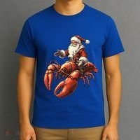 Santa Riding Lobster Funny Lobster Christmas Xmas Pajama Funny Gift T-Shirt thumb 3