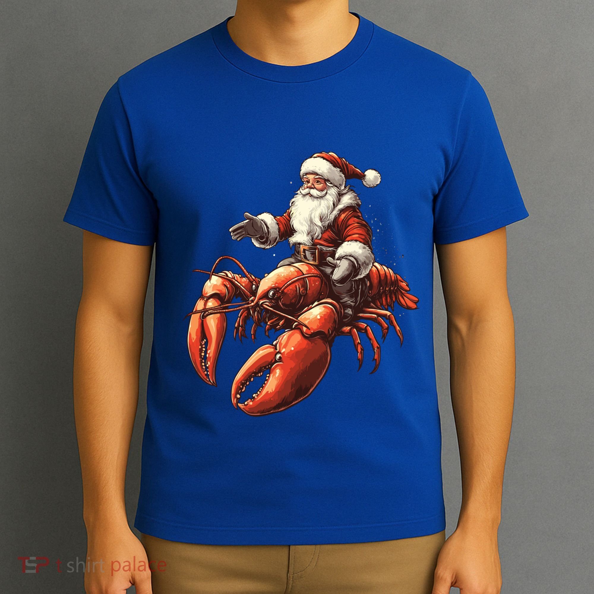 Santa Riding Lobster Funny Lobster Christmas Xmas Pajama Funny Gift T-Shirt