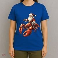 Santa Riding Lobster Funny Lobster Christmas Xmas Pajama Funny Gift T-Shirt thumb 4