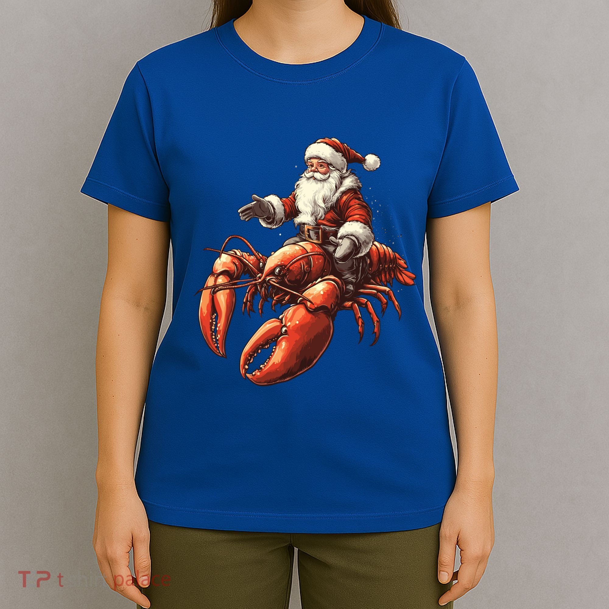 Santa Riding Lobster Funny Lobster Christmas Xmas Pajama Funny Gift T-Shirt