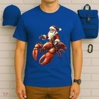 Santa Riding Lobster Funny Lobster Christmas Xmas Pajama Funny Gift T-Shirt thumb 6
