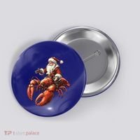Santa Riding Lobster Funny Lobster Christmas Xmas Pajama Funny Gift Button thumb 0