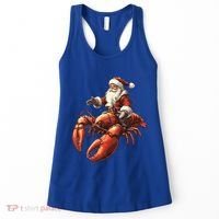 Santa Riding Lobster Funny Lobster Christmas Xmas Pajama Funny Gift Women's Tank Top thumb 0