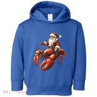 Santa Riding Lobster Funny Lobster Christmas Xmas Pajama Funny Gift Toddler Hoodie thumb 0