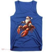 Santa Riding Lobster Funny Lobster Christmas Xmas Pajama Funny Gift Tank Top thumb 0