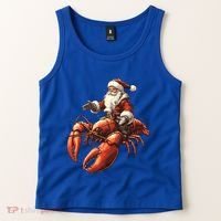 Santa Riding Lobster Funny Lobster Christmas Xmas Pajama Funny Gift Tank Top thumb 2