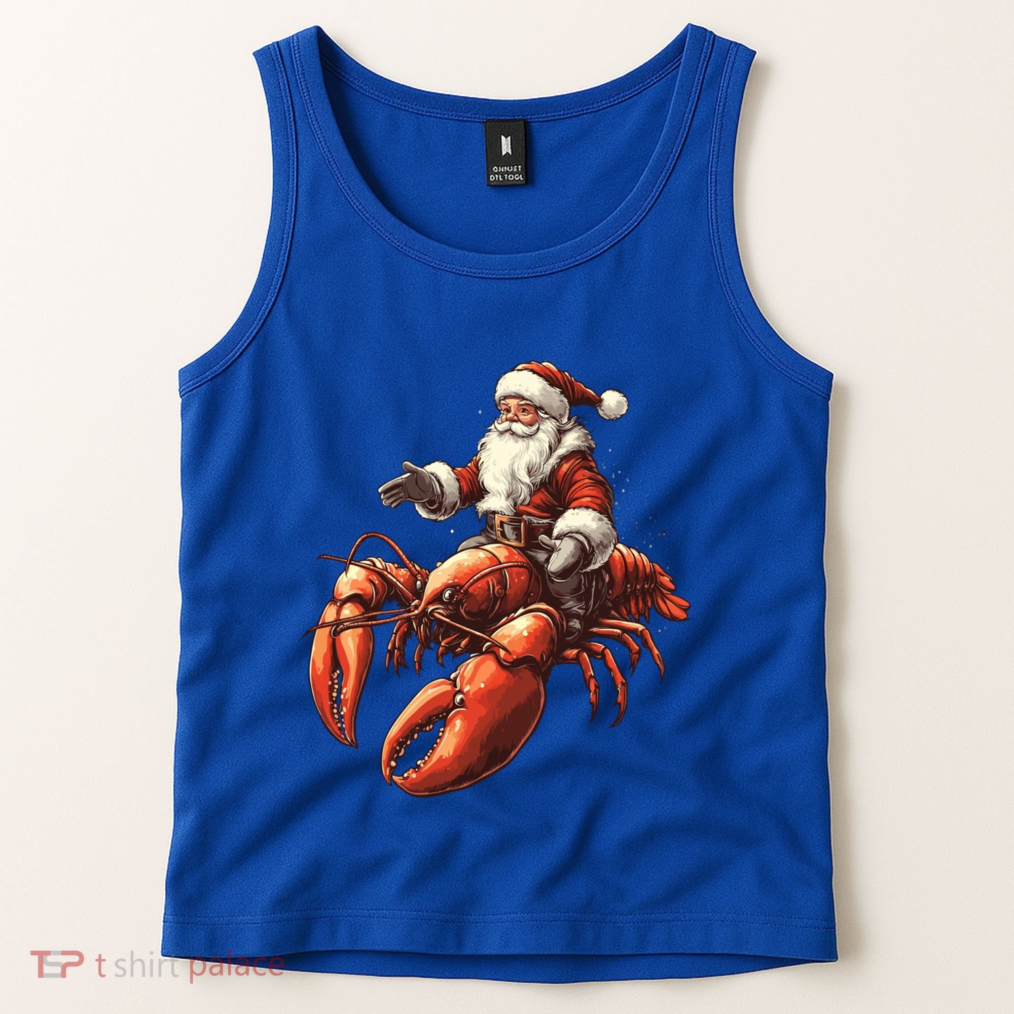 Santa Riding Lobster Funny Lobster Christmas Xmas Pajama Funny Gift Tank Top