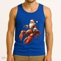 Santa Riding Lobster Funny Lobster Christmas Xmas Pajama Funny Gift Tank Top thumb 3