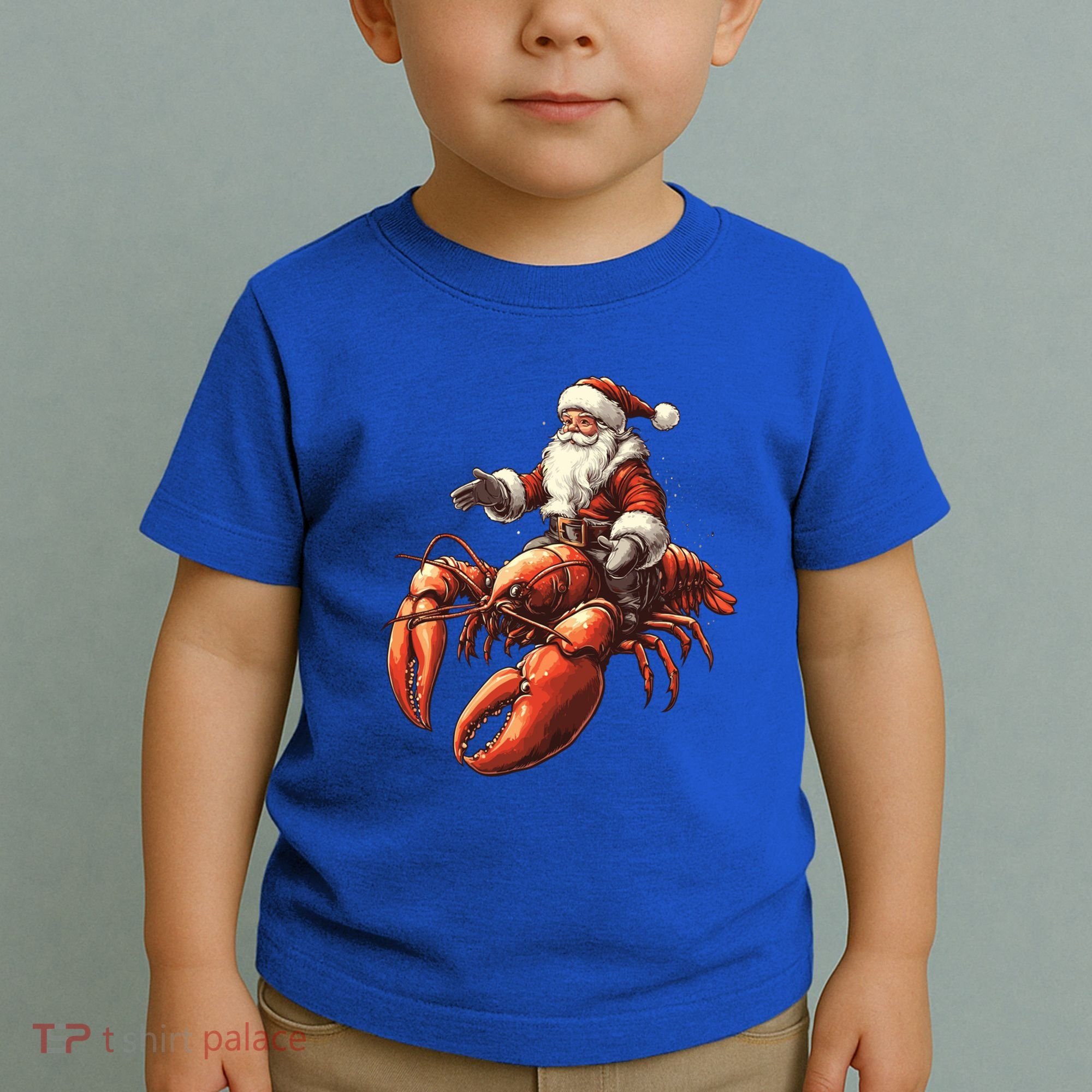 Santa Riding Lobster Funny Lobster Christmas Xmas Pajama Funny Gift Toddler T-Shirt