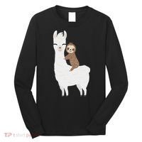 Sloth Riding Llama Funny Birthday Gift For Boy, Girl Long Sleeve Shirt thumb 0