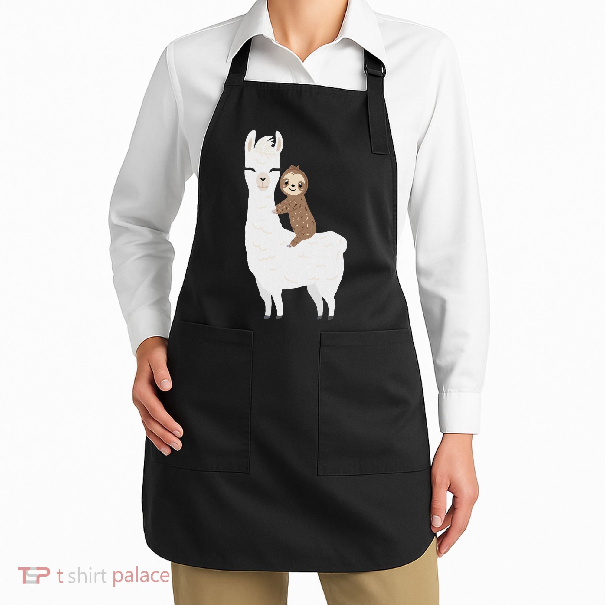 Sloth Riding Llama Funny Birthday Gift For Boy, Girl Apron