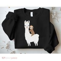 Sloth Riding Llama Funny Birthday Gift For Boy, Girl Sweatshirt thumb 2