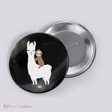 Sloth Riding Llama Funny Birthday Gift For Boy, Girl Button