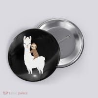 Sloth Riding Llama Funny Birthday Gift For Boy, Girl Button thumb 0
