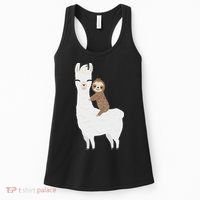 Sloth Riding Llama Funny Birthday Gift For Boy, Girl Women's Tank Top thumb 0