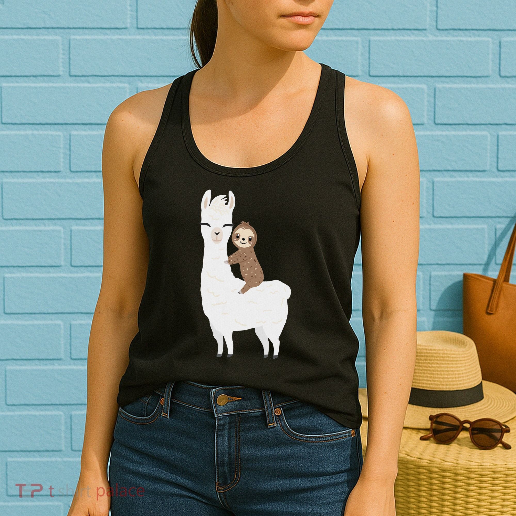 Sloth Riding Llama Funny Birthday Gift For Boy, Girl Women's Tank Top