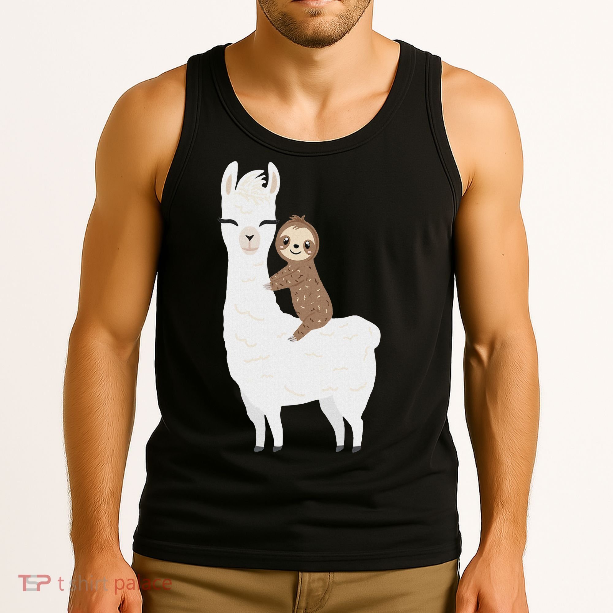 Sloth Riding Llama Funny Birthday Gift For Boy, Girl Tank Top