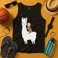 Sloth Riding Llama Funny Birthday Gift For Boy, Girl Tank Top thumb 4