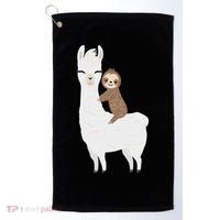 Sloth Riding Llama Funny Birthday Gift For Boy, Girl Golf Towel thumb 0