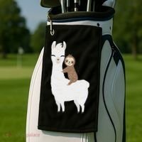 Sloth Riding Llama Funny Birthday Gift For Boy, Girl Golf Towel thumb 2
