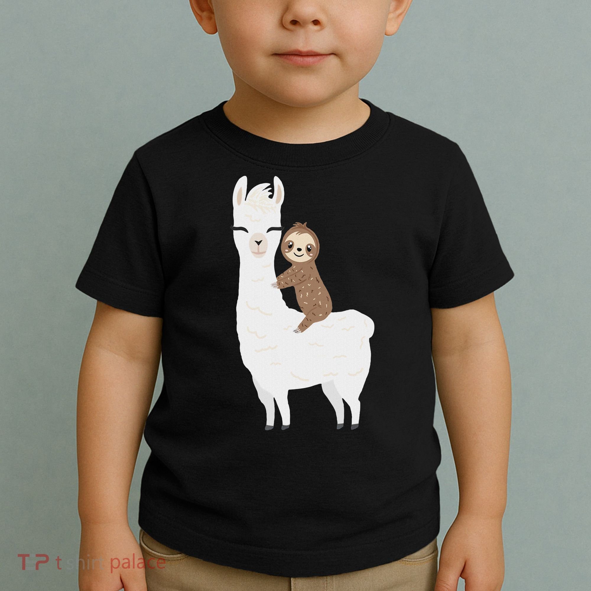 Sloth Riding Llama Funny Birthday Gift For Boy, Girl Toddler T-Shirt