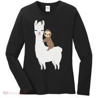 Sloth Riding Llama Funny Birthday Gift For Boy, Girl Women's Long Sleeve Shirt thumb 0