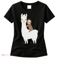 Sloth Riding Llama Funny Birthday Gift For Boy, Girl Women's T-Shirt thumb 0