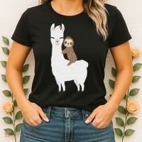 Sloth Riding Llama Funny Birthday Gift For Boy, Girl Women's T-Shirt thumb 2