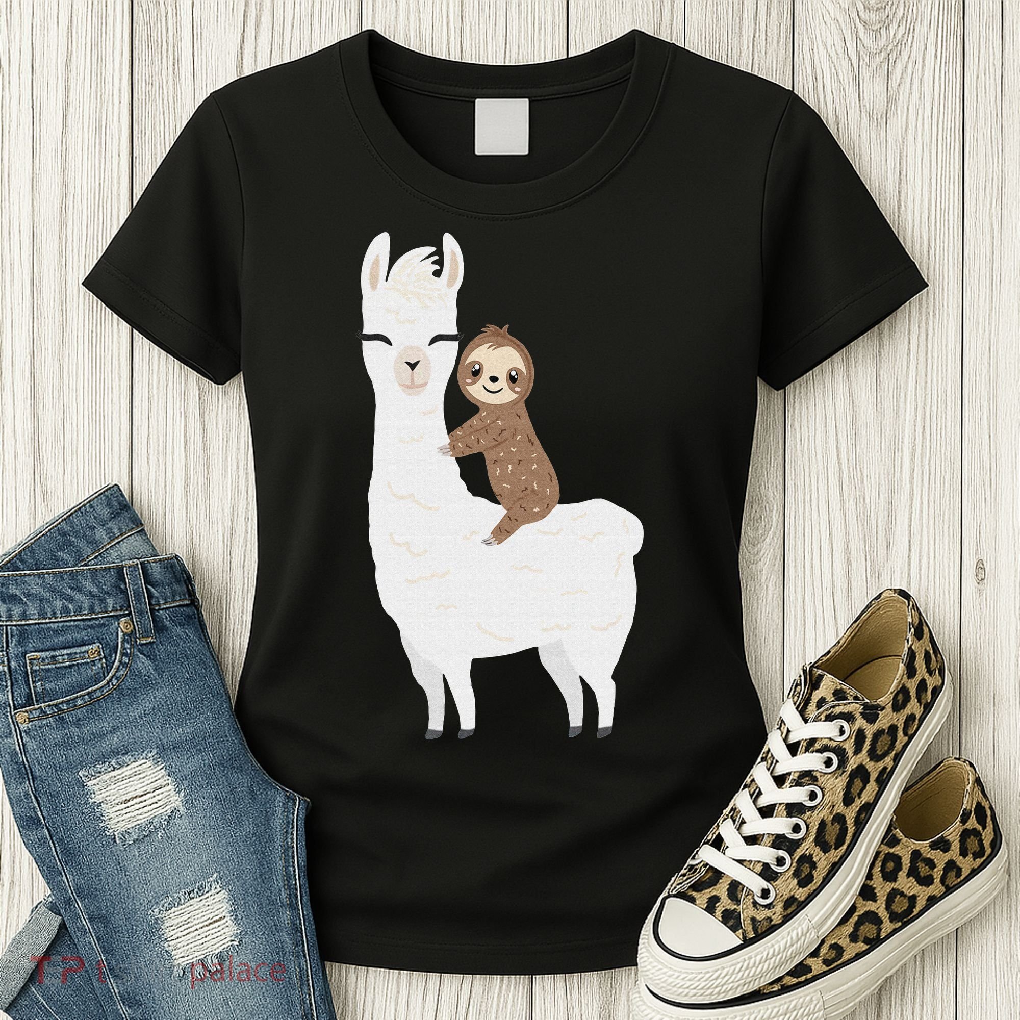 Sloth Riding Llama Funny Birthday Gift For Boy, Girl Women's T-Shirt