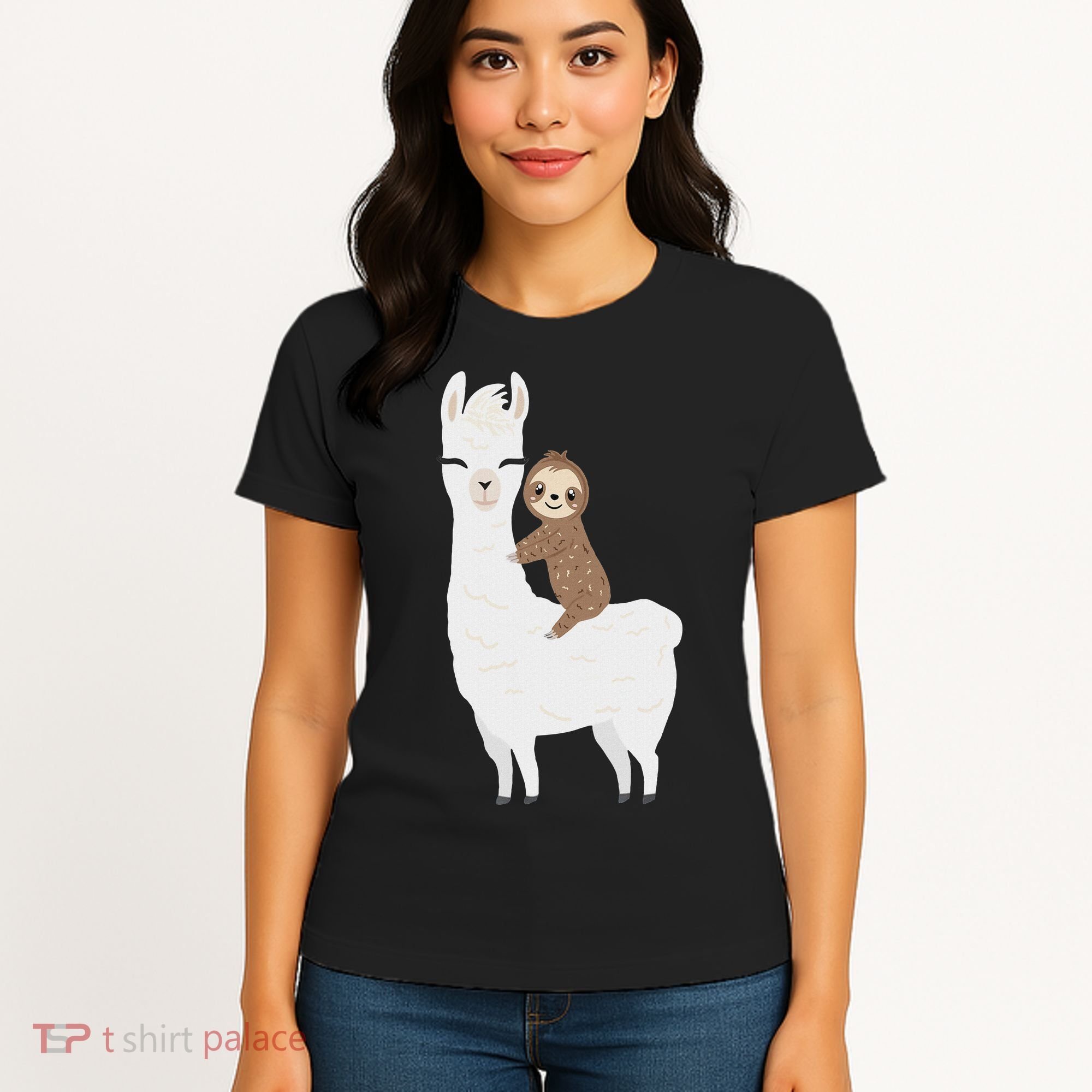 Sloth Riding Llama Funny Birthday Gift For Boy, Girl Women's T-Shirt