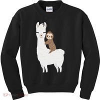 Sloth Riding Llama Funny Birthday Gift For Boy, Girl Kids Sweatshirt thumb 0