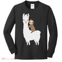 Sloth Riding Llama Funny Birthday Gift For Boy, Girl Kids Long Sleeve Shirt thumb 0