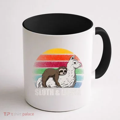 Sloth Riding LLAMA Coffee Mug back