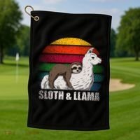 Sloth Riding LLAMA Golf Towel thumb 1