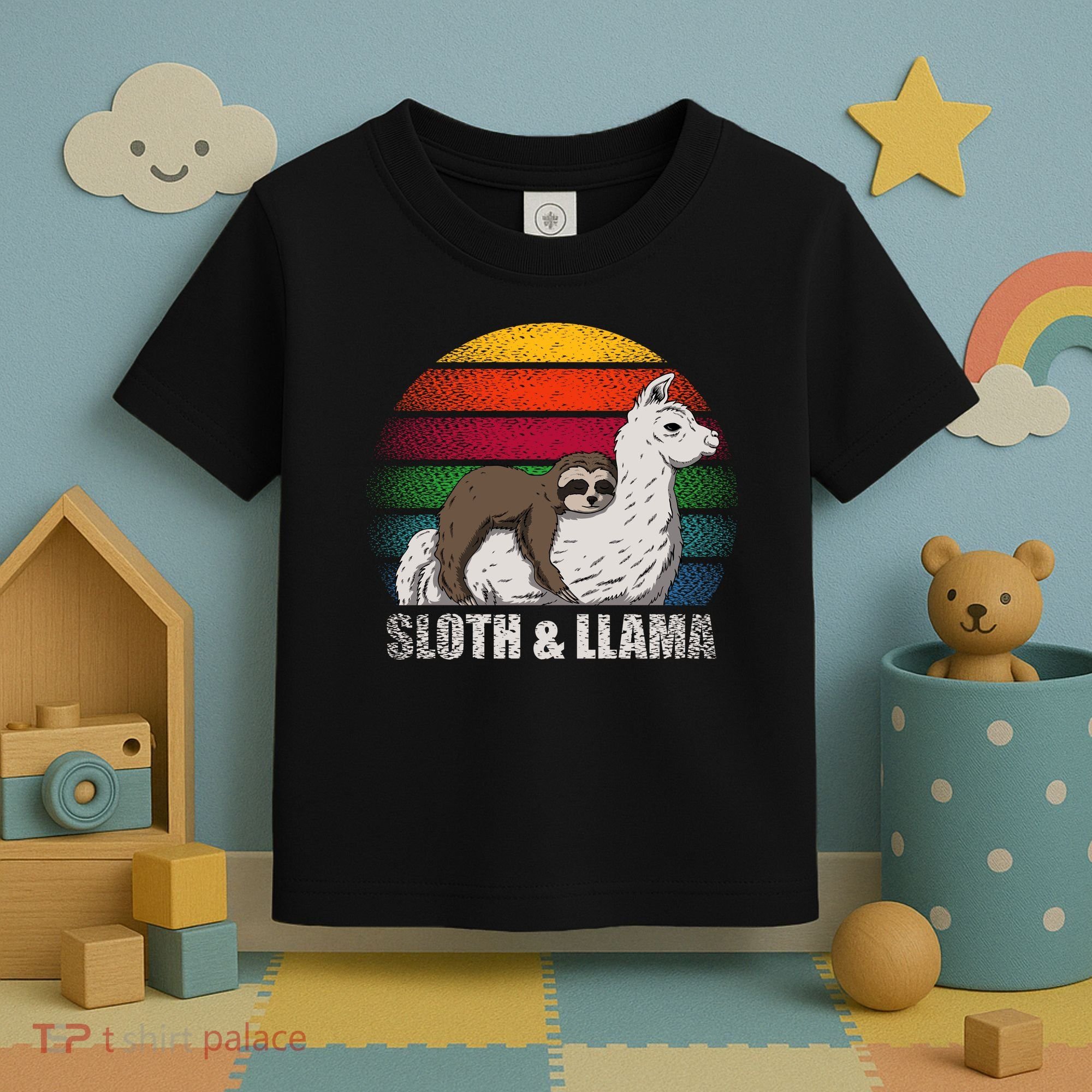 Sloth Riding LLAMA Toddler T-Shirt