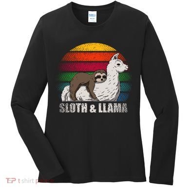 Sloth Riding LLAMA Women's Long Sleeve Shirt