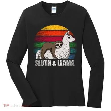 Sloth Riding LLAMA Women's Long Sleeve Shirt