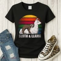 Sloth Riding LLAMA Women's T-Shirt thumb 3
